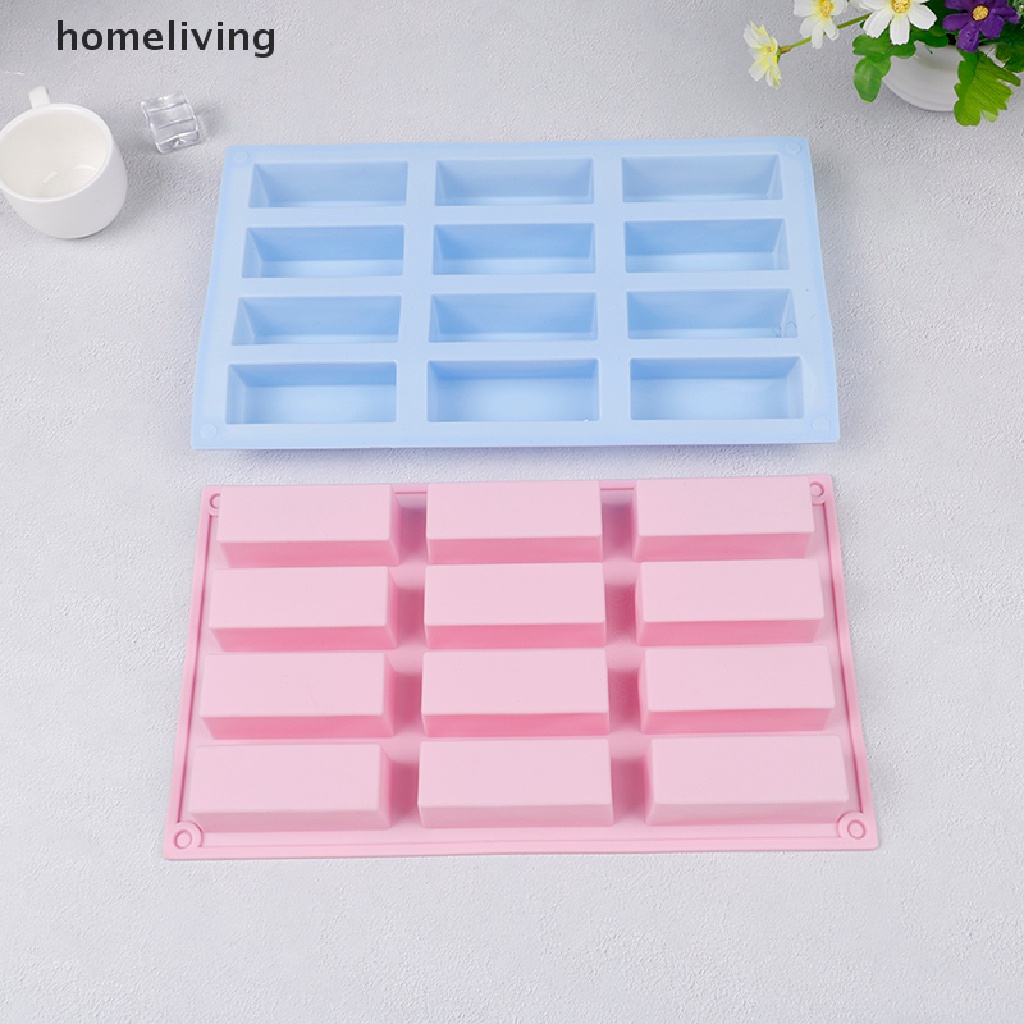 Khuôn Silicone 12 Ngăn Hình Chữ Nhật Làm Bánh / Xà Phòng / Socola