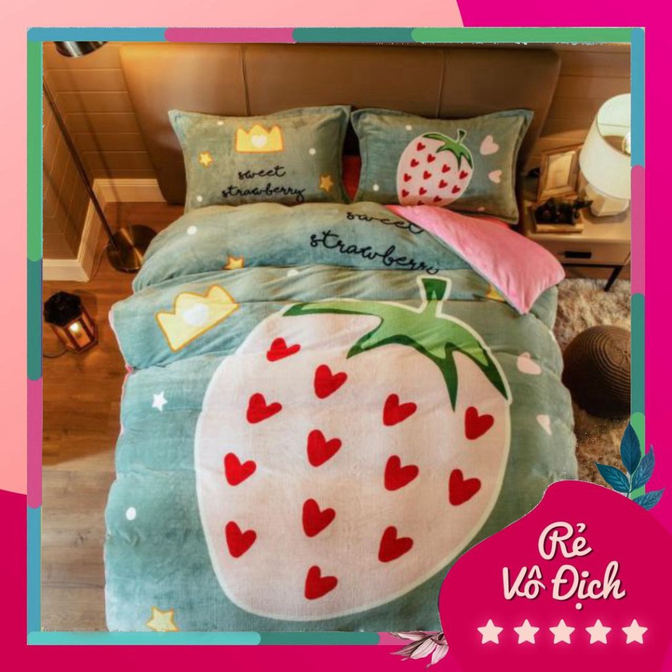 ( Hàng chuẩn loại 1 ) Bộ chăn ga gối nỉ nhung tuyết mịn cao cấp 5D nhiều màu( chát chọn mẫu)