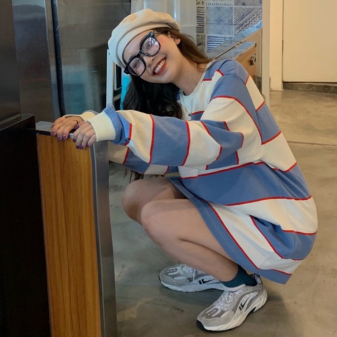 Áo thun sọc tay dài cổ tròn hợp thời trang cho nữ | BigBuy360 - bigbuy360.vn