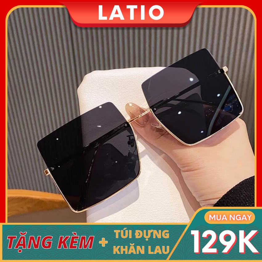 Kính mát nữ cao cấp LATIO kính mát thời trang với thiết kế không viền mắt kính Vuông tạo sự Sang Chảnh &amp; Cá Tính - KM26