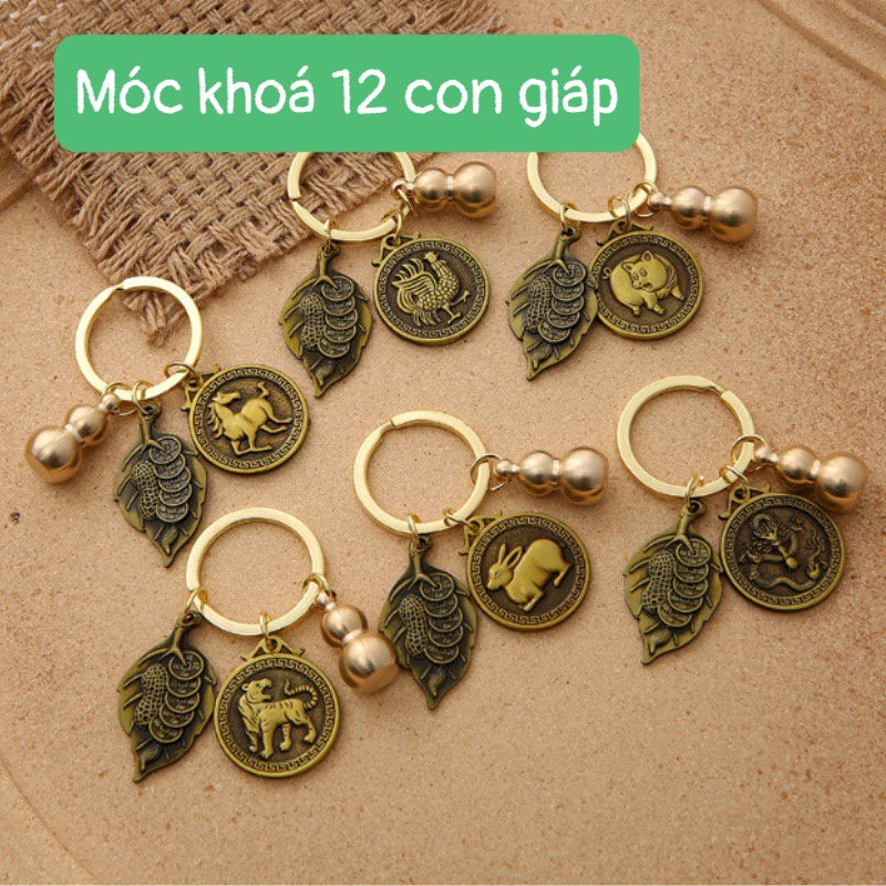 Móc Khoá Xe Máy, Oto 12 Con Giáp Phong Thuỷ Bằng ĐỒNG THAU