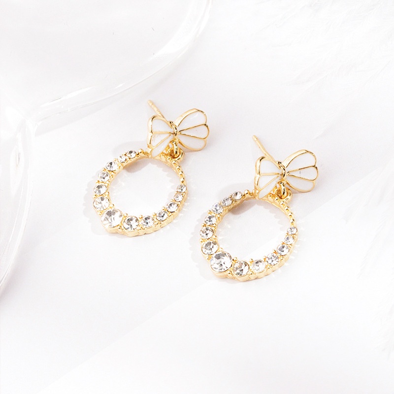 1 Đôi Bông Tai Hình Nơ Bằng Hợp Kim Bạc 925 Thời Trang