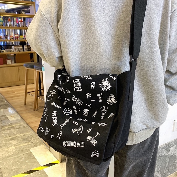 Túi đeo chéo nữ vải canvas giá rẻ đeo vai đi học đựng vừa A4 phong cách hàn quốc TV106