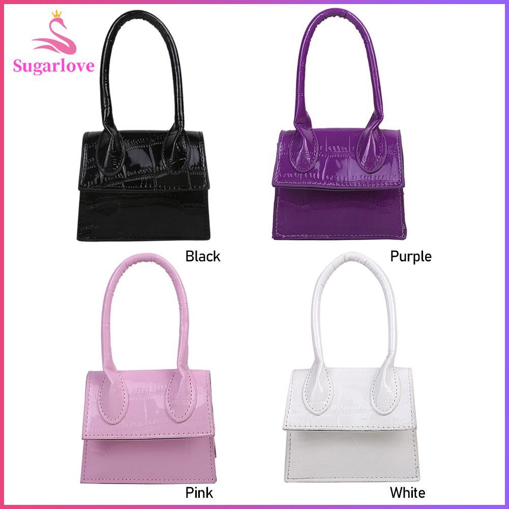 Beautiful ❤SG Retro Women PU Alligator Pattern Pure Color Chain Crossbody Bag Mini Purse