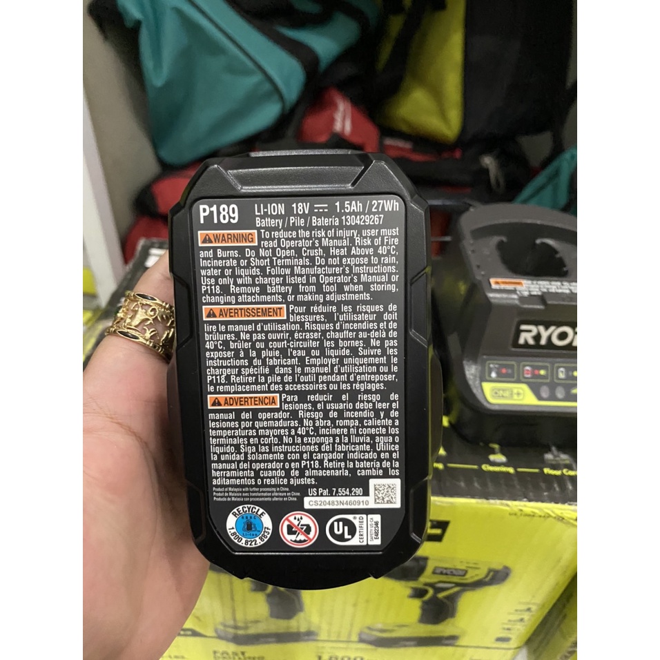 Pin Ryobi ONE + HP 18V 1.5Ah PBP002 và P189. BN.