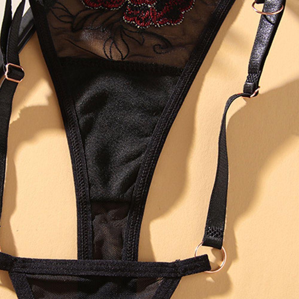 OCEANMAP Quần Lót Lọt Khe Thêu Hoa Thoáng Khí Màu Trơn Cho Nữ