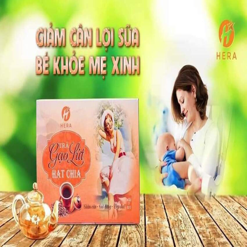 Combo 2 Trà Gạo Lứt Giảm Cân Hạt Chia Hera [Hàng Chuẩn] , An Toàn, Lợi Sữa