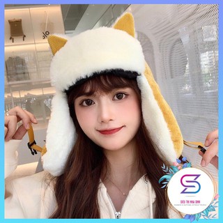 Mũ Trùm Đầu Hoạt Hình 💎FREE SHIP💎 Mũ Len Lông Cừu Đội Đầu Cực Ấm Áp Nhiều Màu Lựa Chọn Cho Mùa Đông