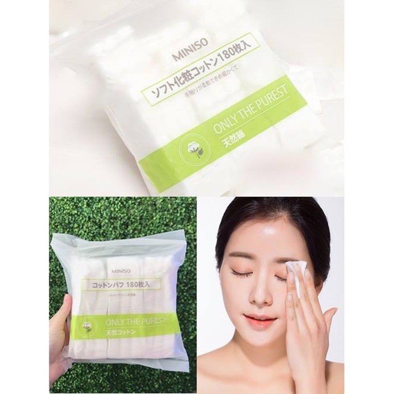 Bông Tẩy Trang Miniso Nhật Bản [1 Gói 180 Miếng]