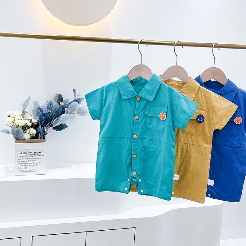 Bộ Áo Liền Quần Tay Ngắn Chất Liệu Cotton Thời Trang Mùa Hè Phong Cách Hàn Quốc Cho Bé Sơ Sinh