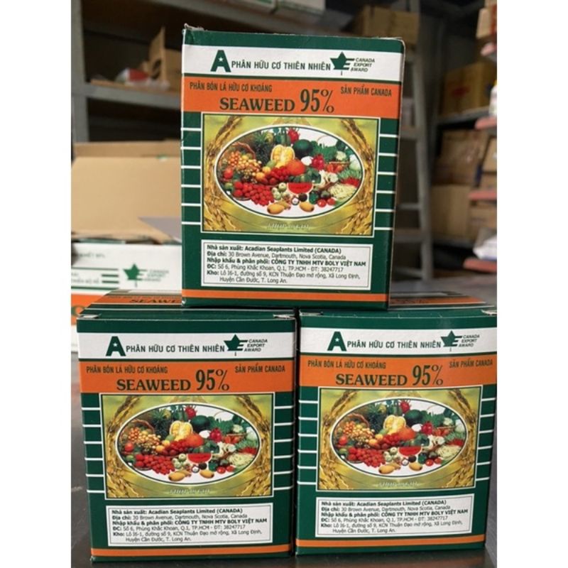 HỘP 10 GÓI PHÂN BÓN LÁ HỮU CƠ RONG BIỂN SEAWEED 95%.