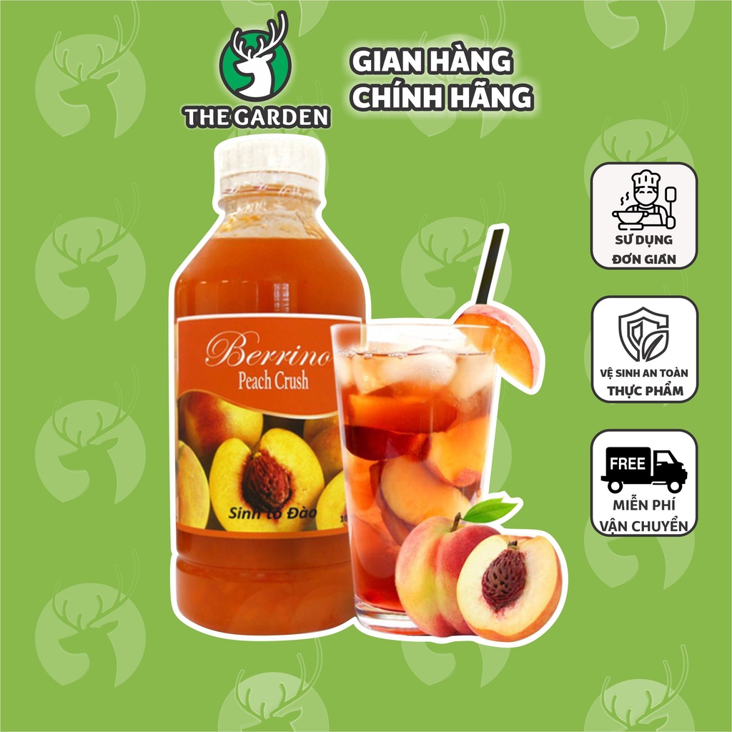 Syrup Berino Đào - Nguyên Liệu Siro Làm Trà Đào Cao Cấp - Chai 1 Lít - THE GARDEN