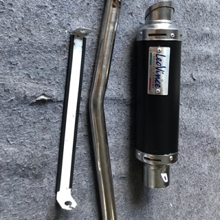 Pô Leovince đen và cổ pô inox 304 gắn cho xe wave deam cup như zin