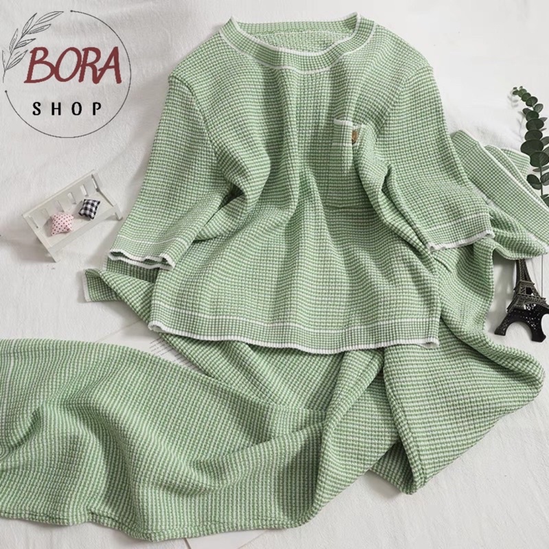 Set bộ len nữ xuất xịn Hàn Quốc BORA SHOP cộc tay order
