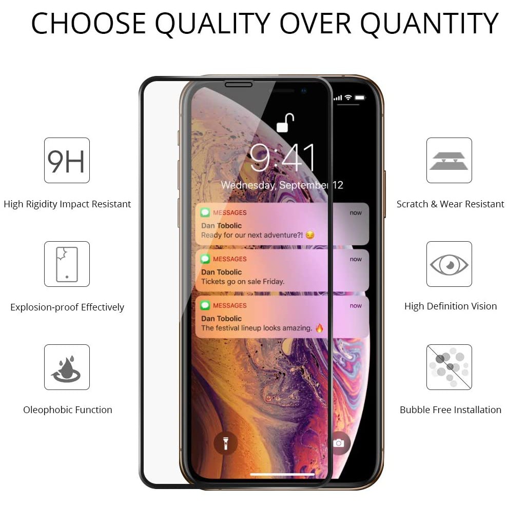 Kính cường lực bảo vệ toàn màn hình cho iPhone 12 12Pro 12ProMax 12Mini 11 11pro 11proMax X XS MAX 8 7 Plus 6 6S Plus 5 5S