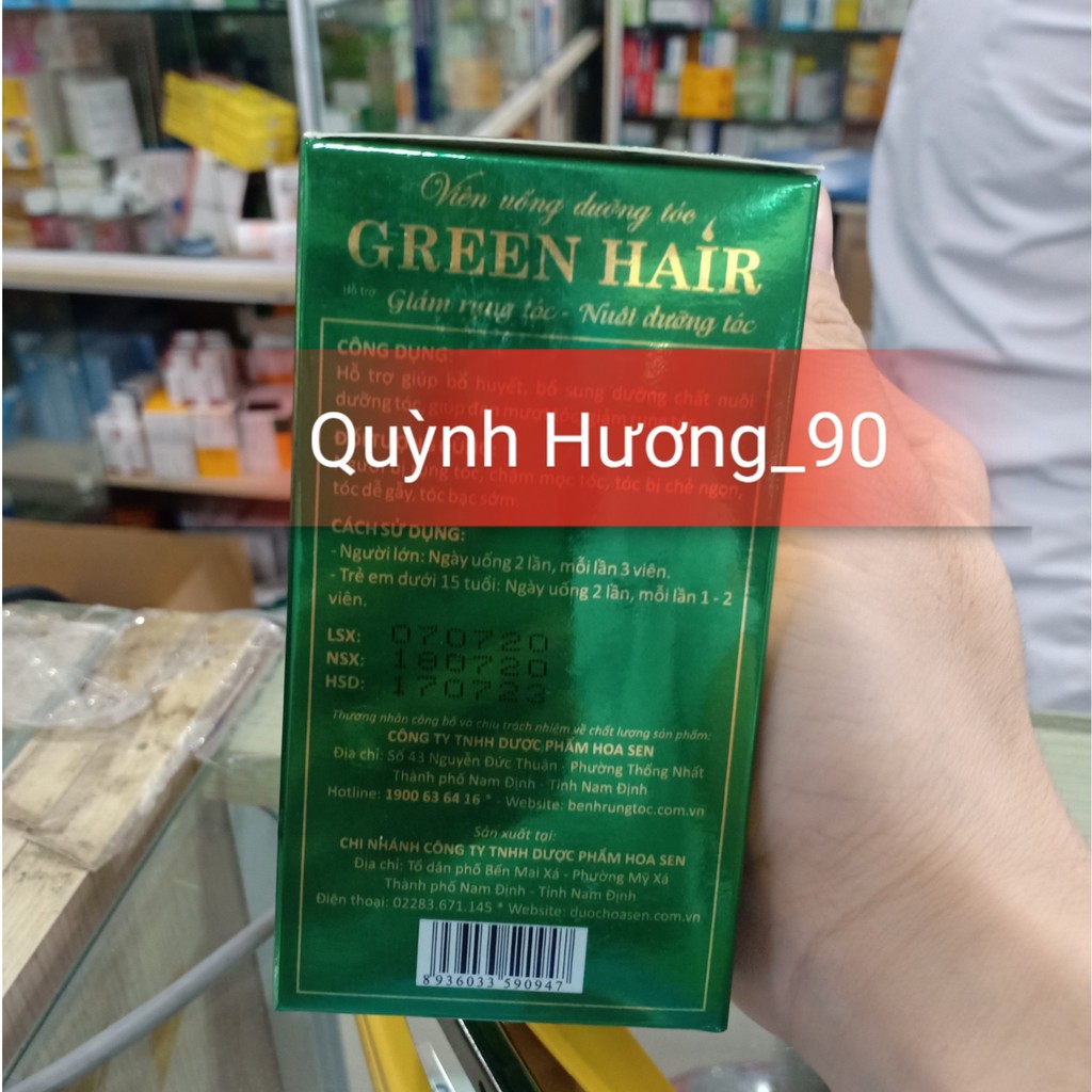 Viên uống dưỡng tóc GREEN HAIR 60 viên giúp tóc mọc nhanh,chắc khỏe