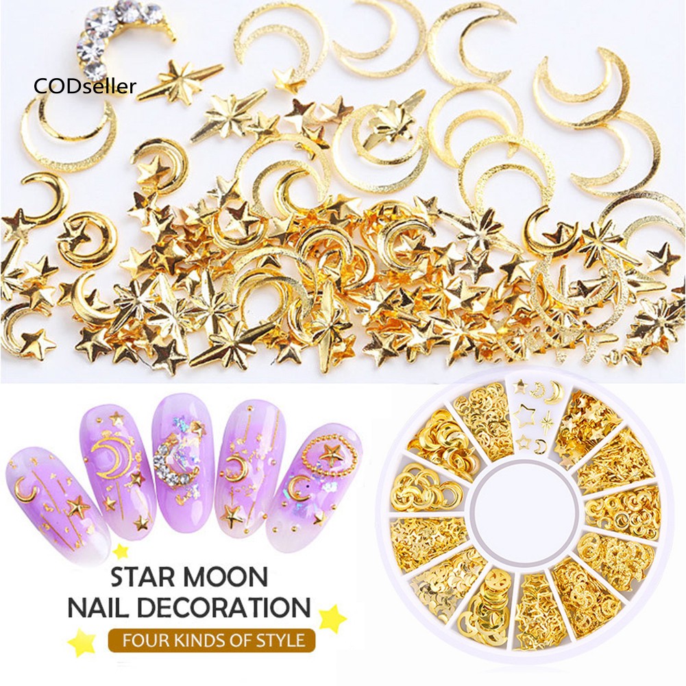 Phụ kiện 3D trang trí móng tay làm Nail họa tiết mặt trăng ngôi sao độc đáo