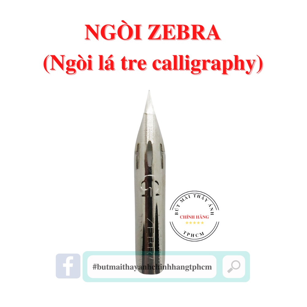 Ngòi lá tre Zebra calligraphy gắn quản chéo, bút ngòi lá tre