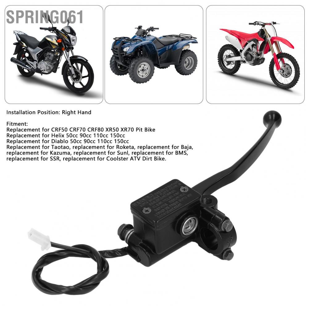 Spring061 22mm Hydraulic Brake Master Lever Right Hand with Cable Replacement for CRF50 CRF70 CRF80 XR50 XR70 Pit Bike