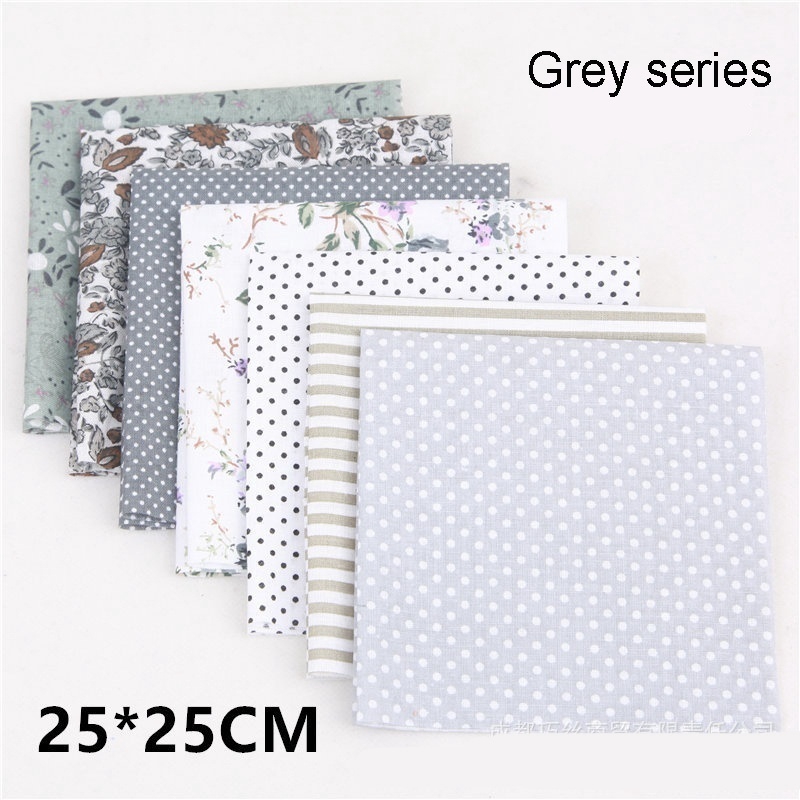 Set 7 Tấm Vải cotton Hình Vuông Họa Tiết Hoa Thêu Nghệ Thuật diy