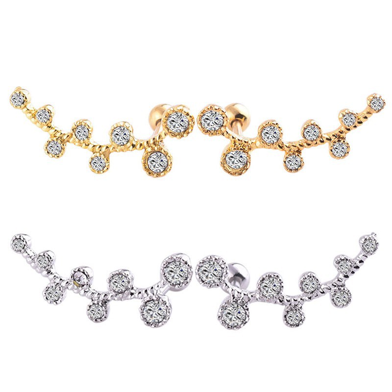 Cặp bông tai phối đá pha lê trang nhã cho nữ