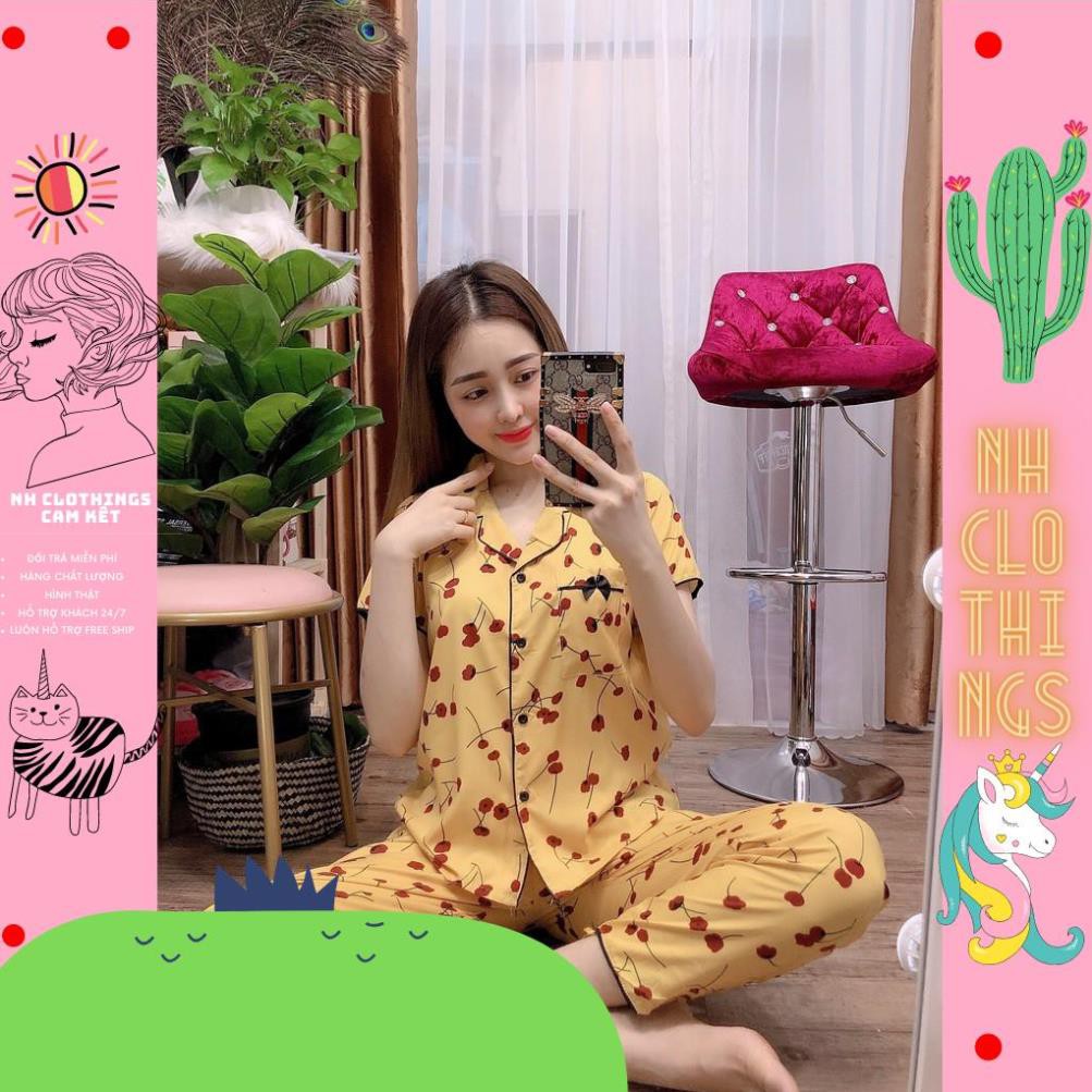 Đồ Ngủ Nữ, Đồ Bộ Pijama, Pijama Lụa, Bộ Đồ Ngủ Tay Ngắn Quần Dài Phối Nơ Túi Lụa Hàn Cao Cấp NH CLOTHINGS