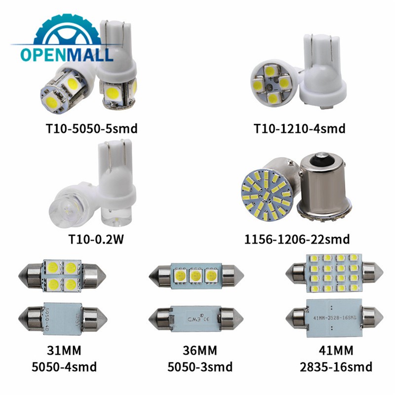 Set 14 đèn LED 115/T10/31MM/36mm gắn biển số xe hơi