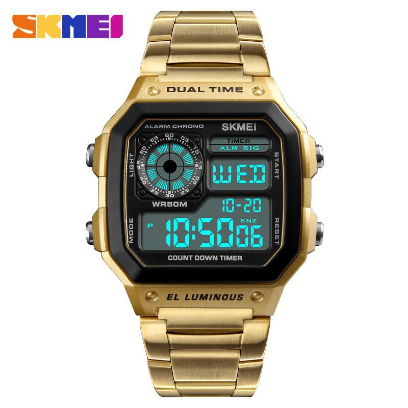 Đồng hồ thể thao điện tử nam Skmei 1335G Digital Watch dây thép không gỉ