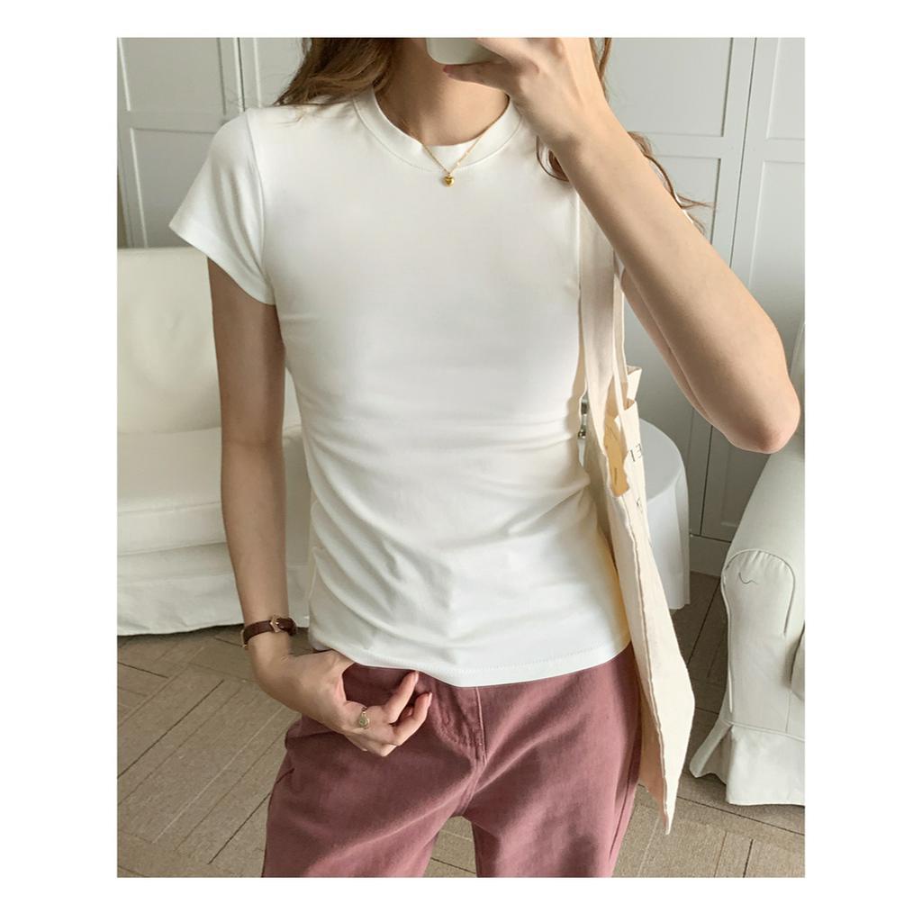 Áo Thun Tay Ngắn Cổ Tròn Dáng Ôm Thời Trang Cho Nữ 63894