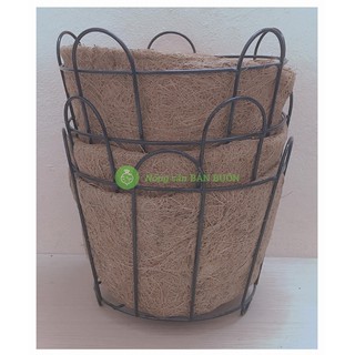 3 Chậu Sơ Dừa Khung Sắt Kích Thước 23x20 cm (ĐK Miệng x Cao) Trồng Hoa, Cây Cảnh