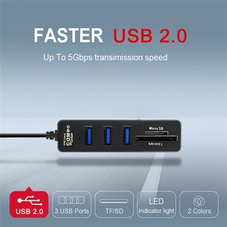 Ele⚡⚡Bộ Hub USB 2.0 Combo Đa Năng Tích Hợp 3 Cổng USB Và 2 Cổng Thẻ Nhớ SD, TF