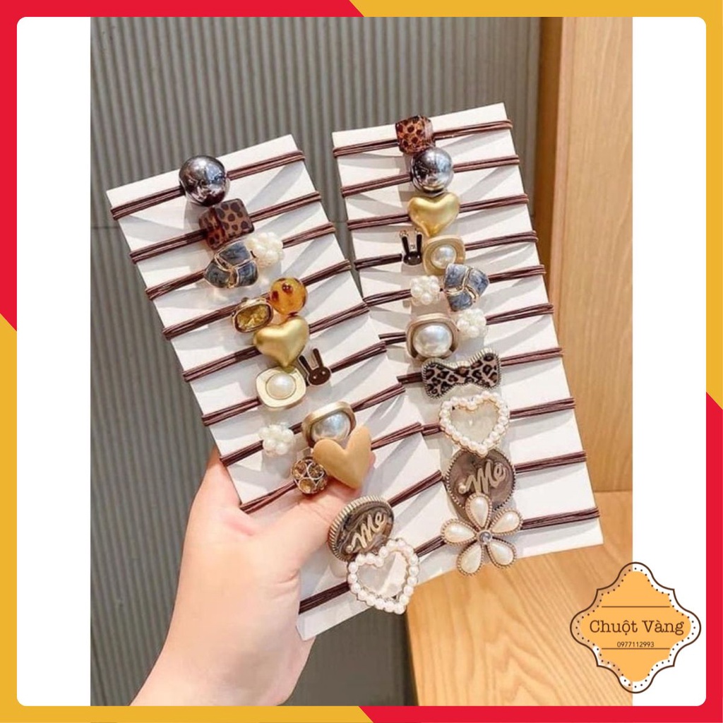 Set 10 chun buộc tóc nữ đính đá sang chảnh