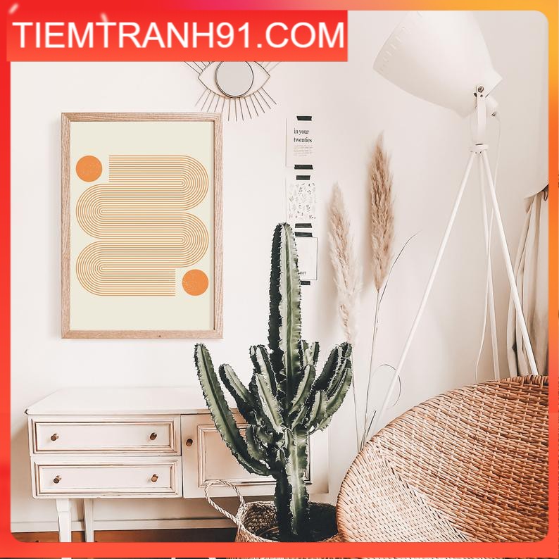 Tranh treo tường | Tranh Burnt Orange Contemporary Art, Minimal Line Art Rainbow Print