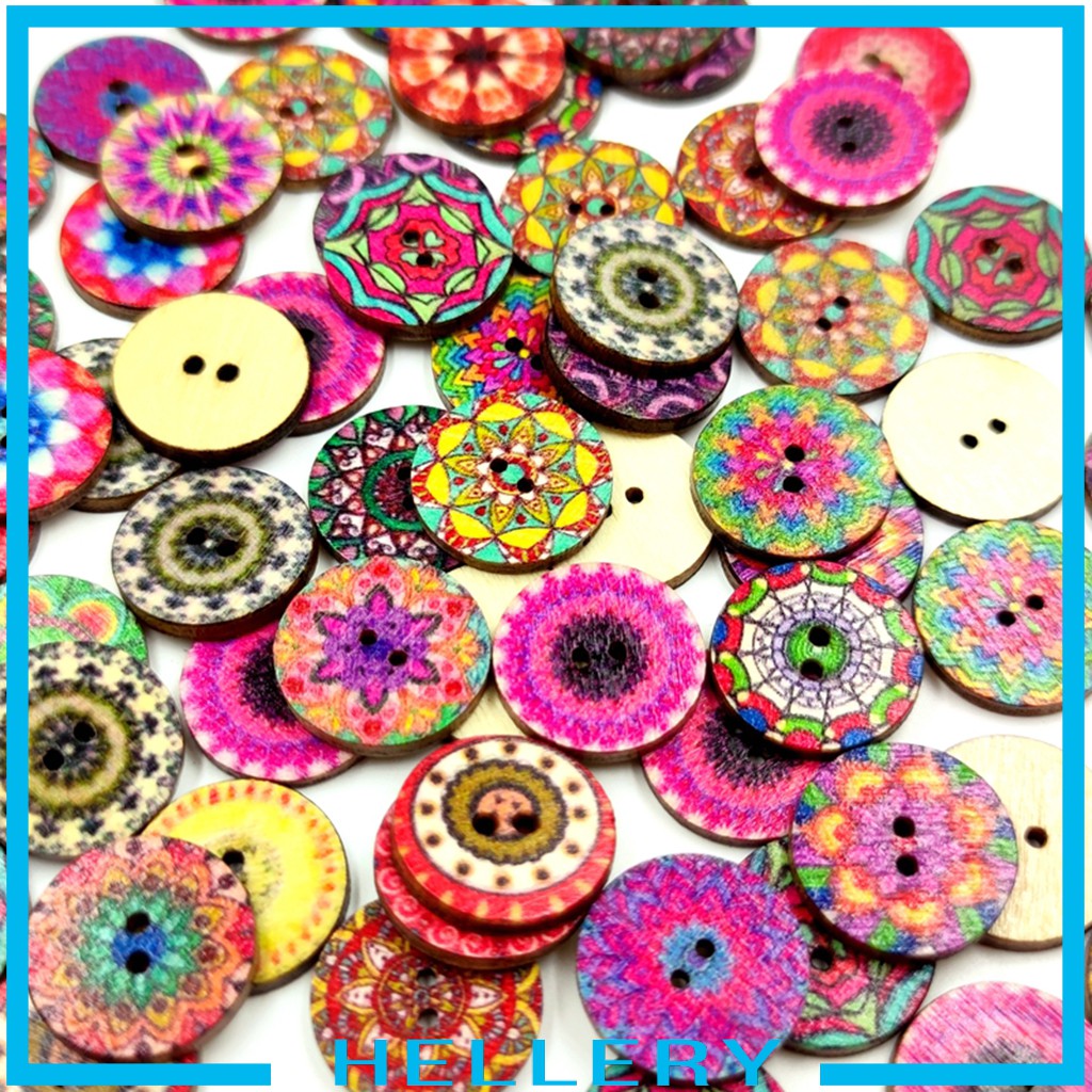 Set 100 Nút Gỗ Hình Hoa Phong Cách Retro Dùng Làm Đồ Thủ Công DIY