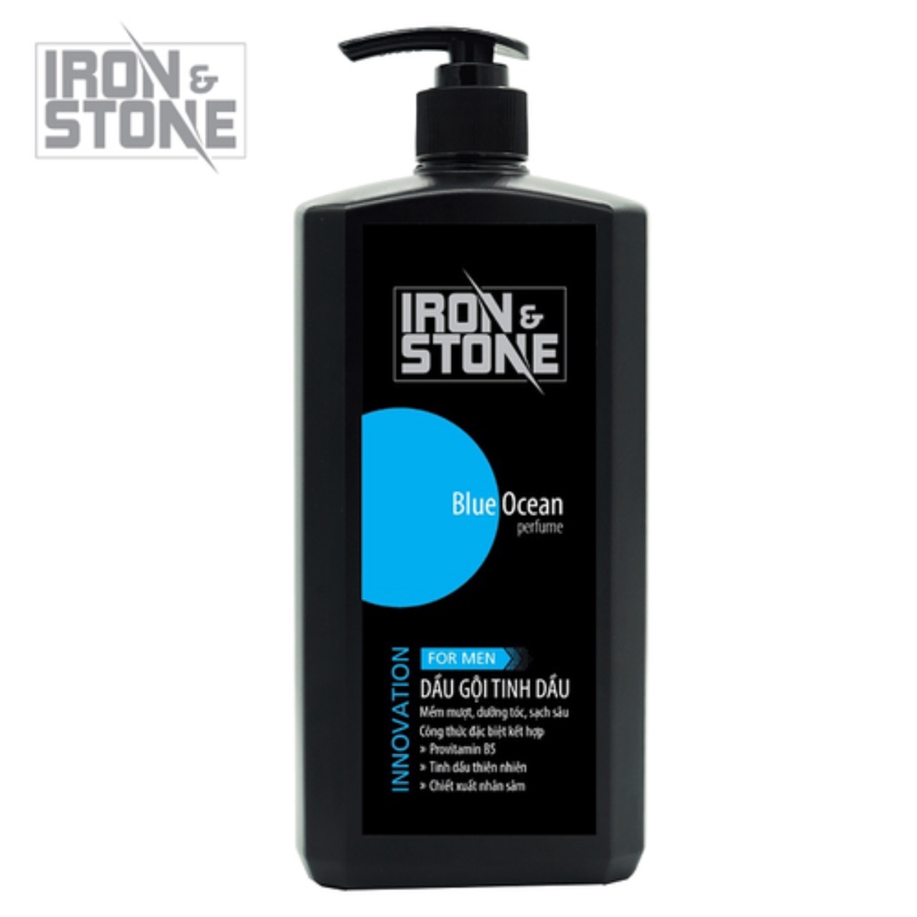 Quà tặng dầu gội đầu IRON&STONE Innovation hương Blue Ocean dành cho nam dung tích 650, dưỡng tóc mềm mượt, sạch sâu