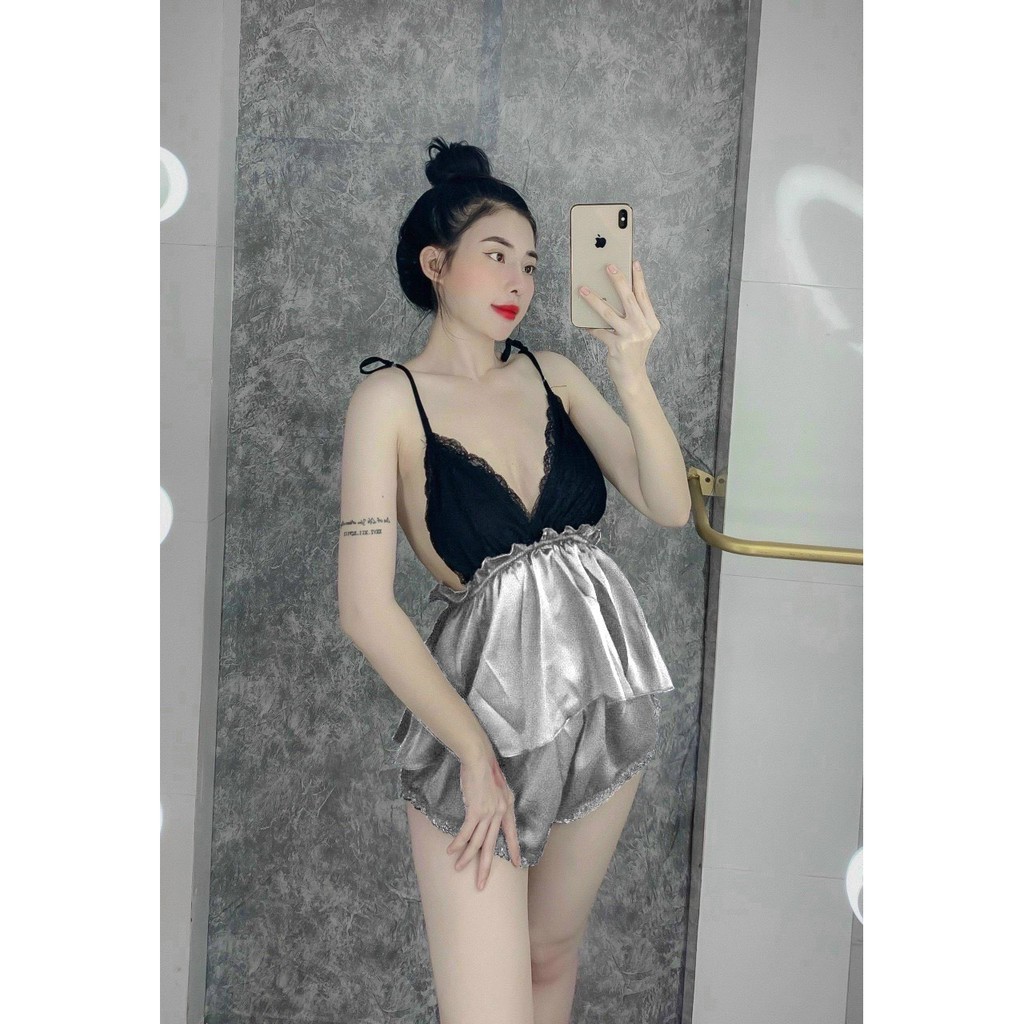 SET BỘ PHI PHỐI REN CỘT VAI NGỰC 2 LỚP Ꮯɦấȶ Ꮮɨệʊ: lụa satin . Có nhiều màu. Size dưới 54kg vừa nha mấy chế