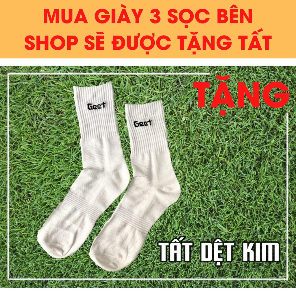 Giày bóng đá nam, giày đá banh ba sọc Trắng xanh Sân cỏ nhân tạo đã khâu đế