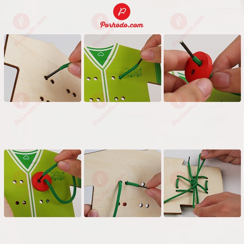 Đồ chơi tập buộc dây giày + xâu cúc áo chuẩn montessori KB216089, Đồ chơi thông minh giáo dục