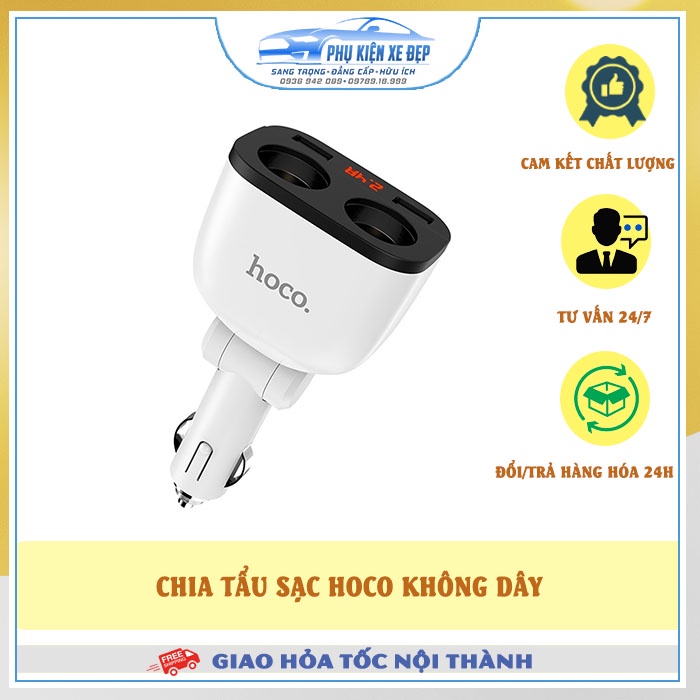 Bộ chia tẩu sạc ⚡FREESHIP⚡ ô tô không dây 2 cổng thêm 2 USB Hoco Z28 - Hàng chính hãng bảo hành 01 năm