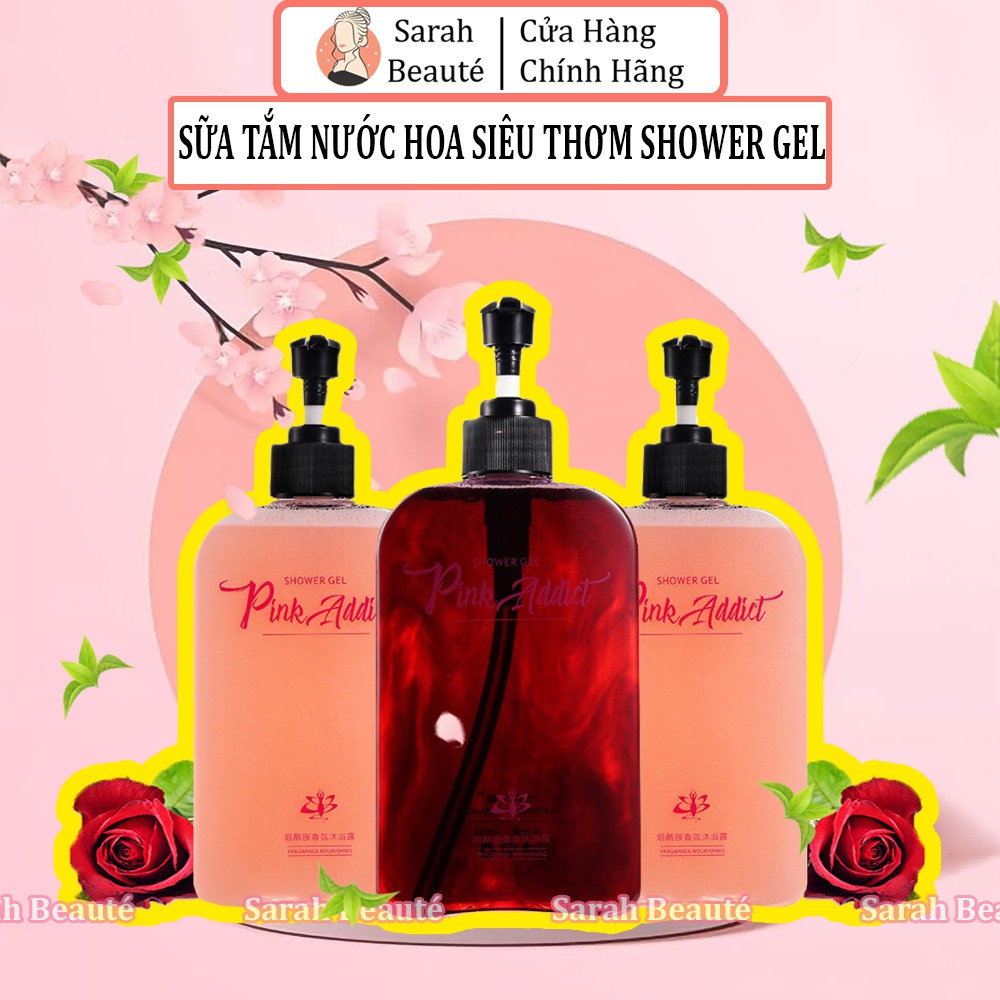 [ CHÍNH HÃNG ] Sữa Tắm Nước Hoa Pink Addict Siêu Thơm Combo (400ml+2lọ tinh dầu) - Sarah Beaute MP77