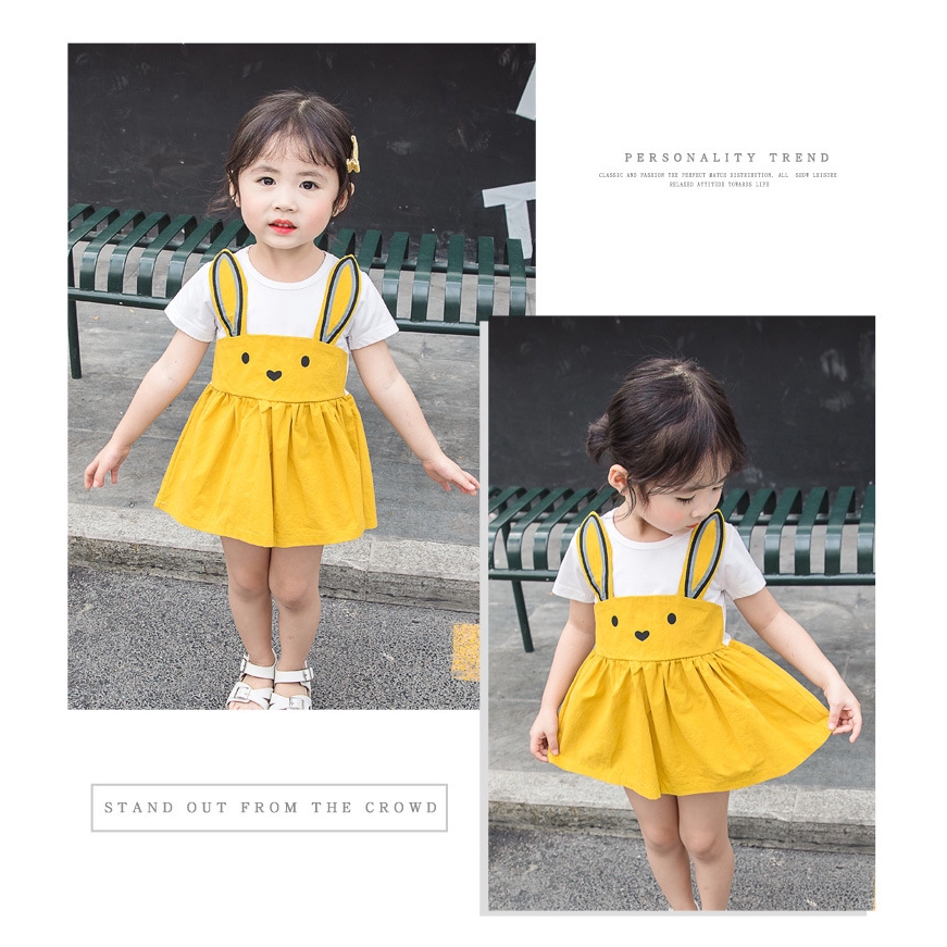 Bộ Áo Liền Quần Hình Thỏ Hoạt Hình Dễ Thương Cho Bé Gái 1-3 Tuổi