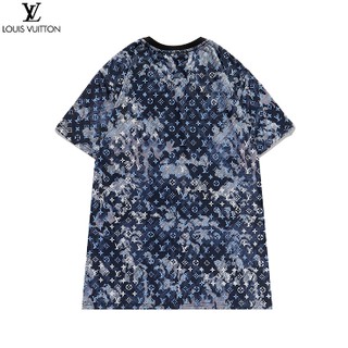 Áo Thun Cotton Tay Ngắn In Họa Tiết Lv Thời Trang Unisex