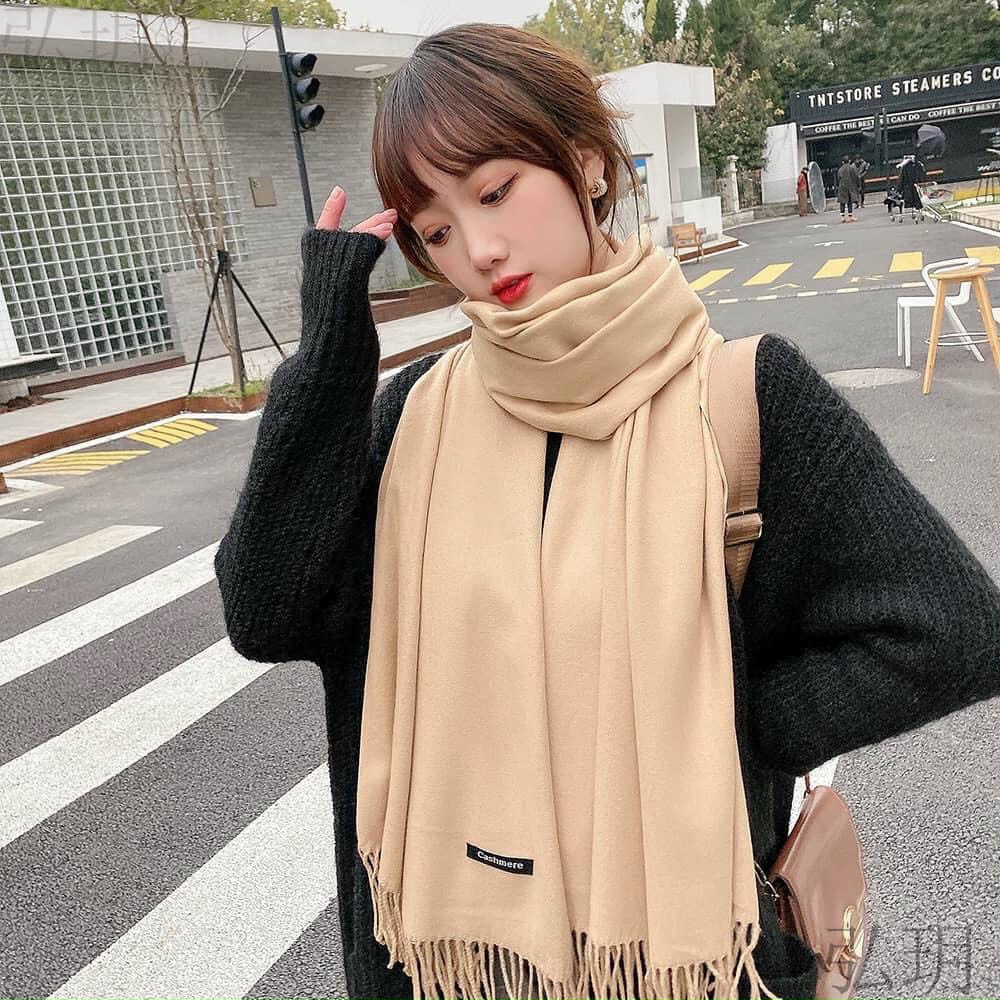 Khăn Quàng Cổ Cashmere Chất Len Tăm Mềm Mịn Hàng Loại 1 Cao Cấp Màu Trơn Khăn Choàng Giữ Ấm Mùa Đông Cho Nam Nữ