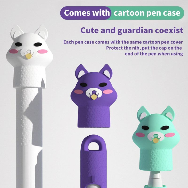 Vỏ bọc bảo vệ bút cảm ứng Apple Pencil 1/2 thiết kế kiểu hoạt hình dễ thương kèm nắp đậy