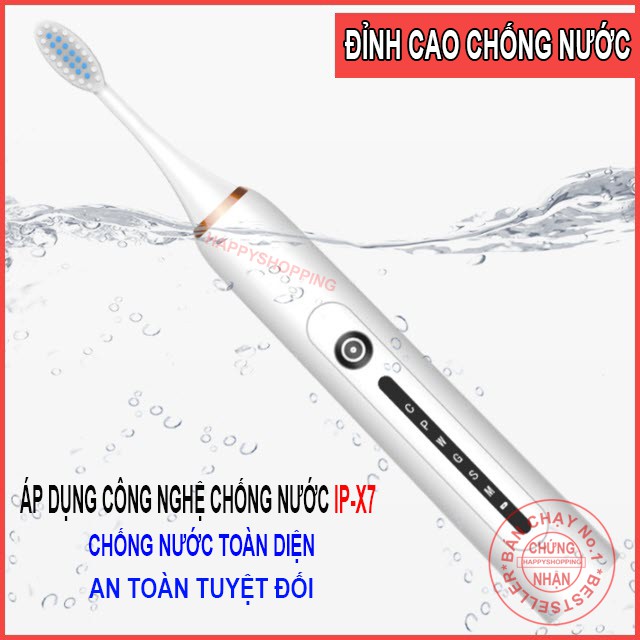 Bàn chải điện Sonic X7 cao cấp, Bàn chải đánh răng điện công nghệ châu Âu 6 chế độ rung bản 2021