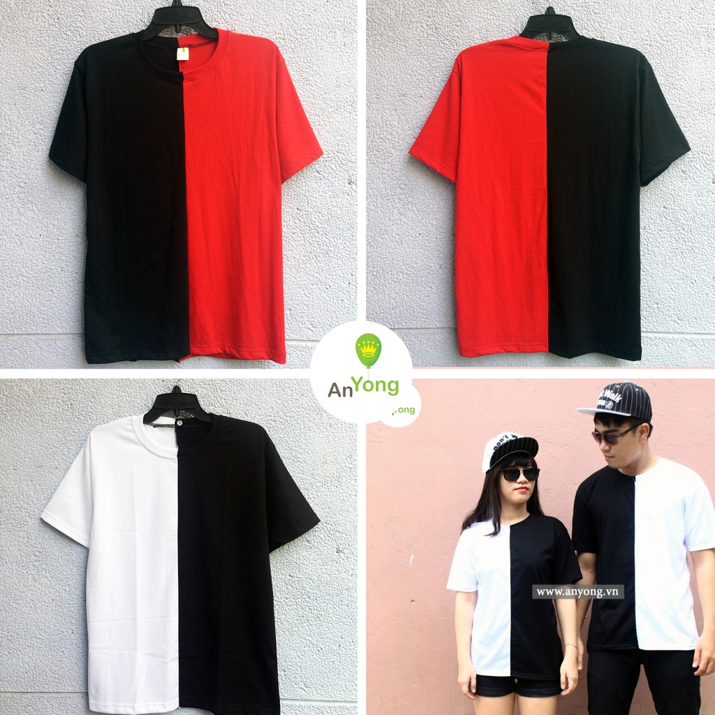 Áo thun phối 2 màu