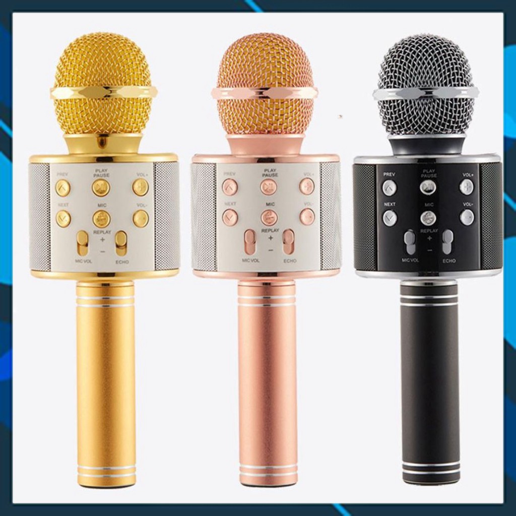 Míc hát karaoke (Xả Kho) Míc bluetooth WS-858 ĐA NĂNG 6 TRONG 1 HÁT KARAOKE, BẢO HÀNH 3 THÁNG Sản phẩm chất lượng