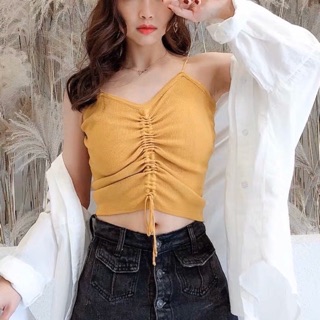 Áo mút ngực 2 dây rút croptop