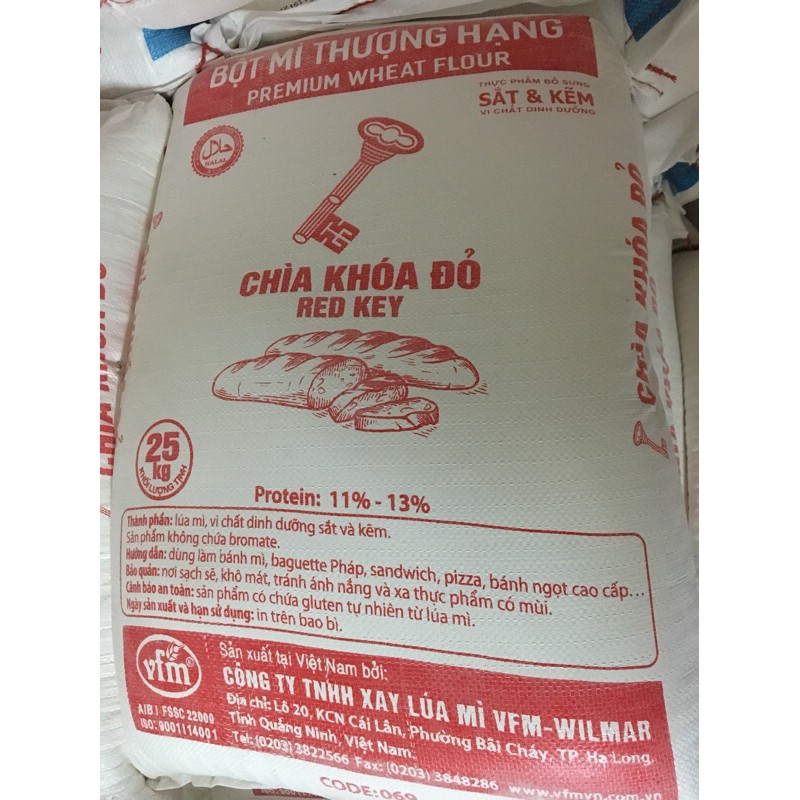 (125k ship toàn quốc Bao 25kg) Bột mỳ cao cấp Chìa Khóa Đỏ