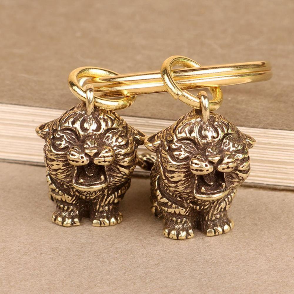 1 Móc Khóa Hình Hổ Bằng Đồng Thau Cứng Phong Cách Vintage